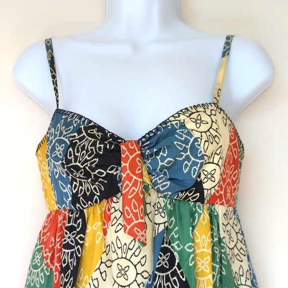 BCBGMaxAzria | 100% SILK Patchwork Babydoll Dress - Picture 4 of 14